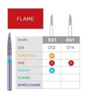 3D Dental Flame Diamond Bur, Fine, 861-014F 10/Pk